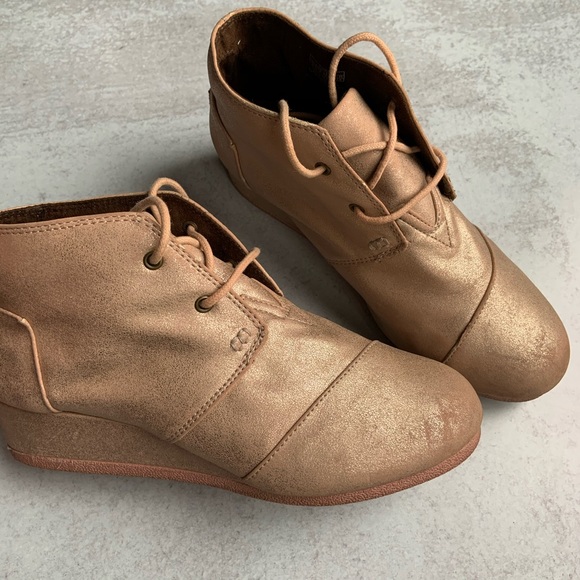 Toms Other - Girls Toms Desert Mini Wedge Booties Lace Up